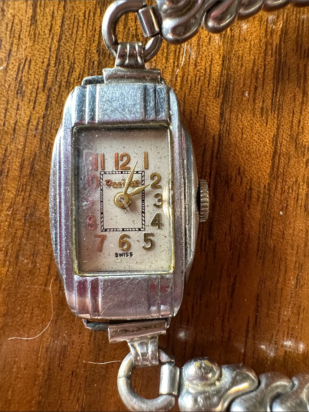 Antique‎ Parker Art Deco Watch with Silver tone Speidel band for repair or parts